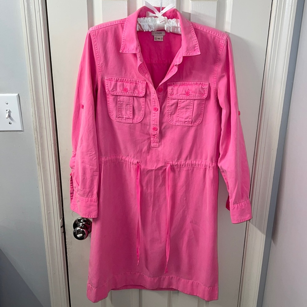 J. Crew hot pink denim dress